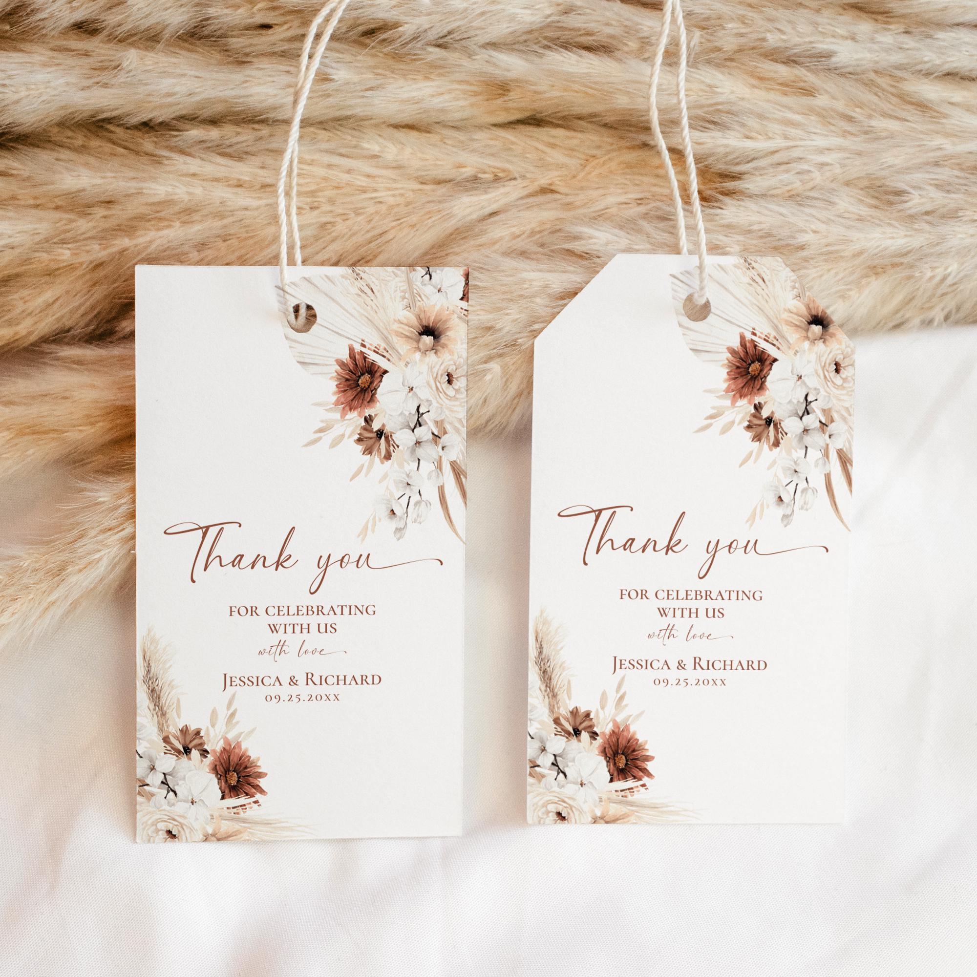 Boho Wedding Favor Tags: Printable Thank You Gift Tags (digital ...