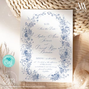 Something Blue Save the Date Cards, Vintage Wedding Photo Save the Date, Victorian Wedding Save the Date Template D015