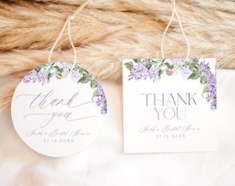 Lilac Floral Favor Tag Template: Purple Wedding Thank You (Digital Download) B001
