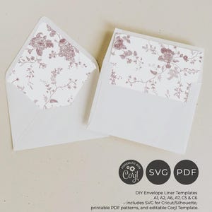 French Toile Envelope Liner Template, Pink Monogram Wedding Envelope Liner Template A1 A2 A6 A7 C5 C6, Digital File SVG, Instant Download