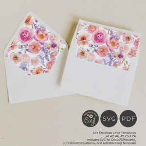 Bright Colorful Flowers Envelope Liner Template, Floral Wedding Envelope Liners Printable, Euro Flap, Square Flap, Digital Instant Download