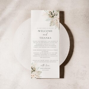 Minimal Wedding Table Thank You Template, Thank You Napkin Note, Place Setting Cards, Dessert Wedding Thank You, Boho Greenery Template D024