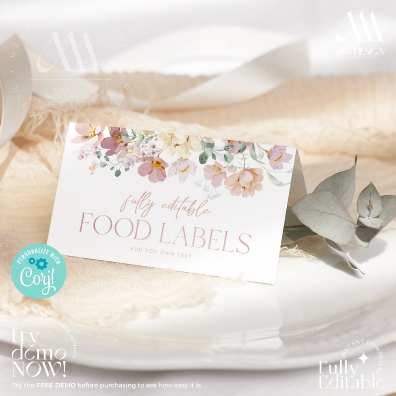 Food Labels Template Bridal Shower Food Labels Printable Etsy