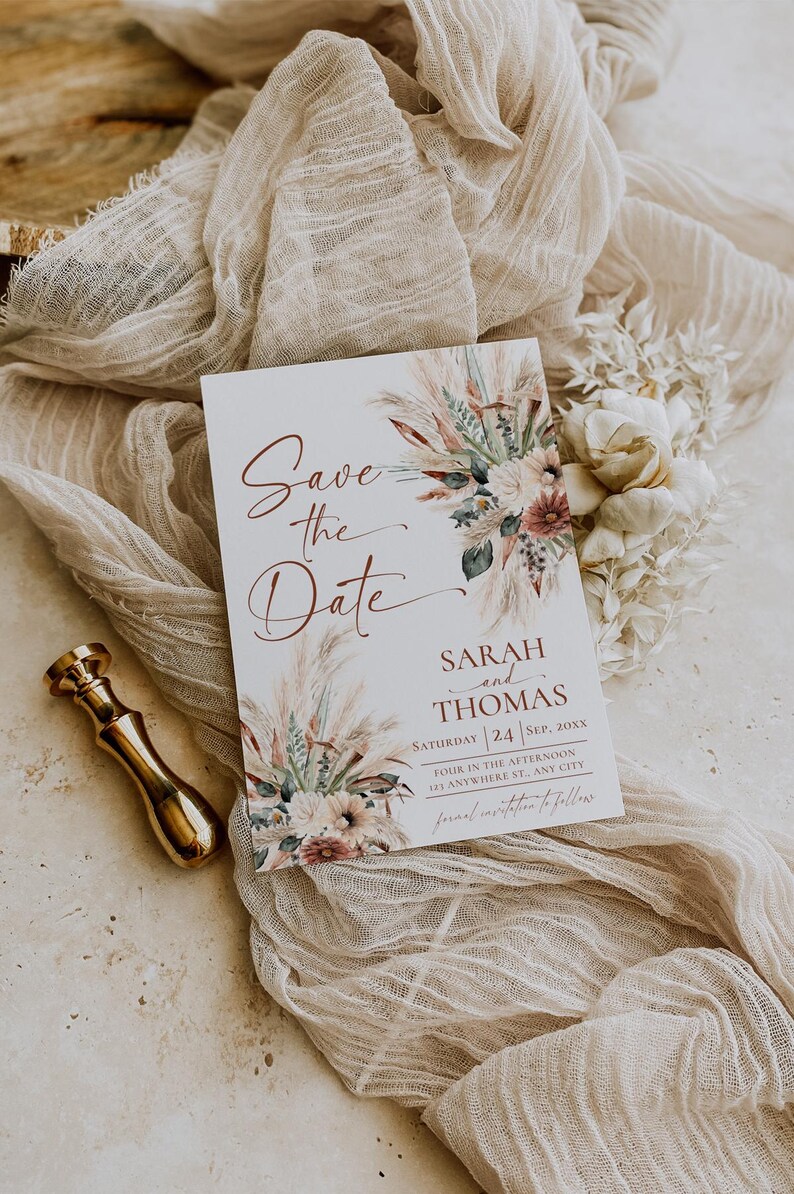 Rust Boho Save the Date Template: Photo Card
