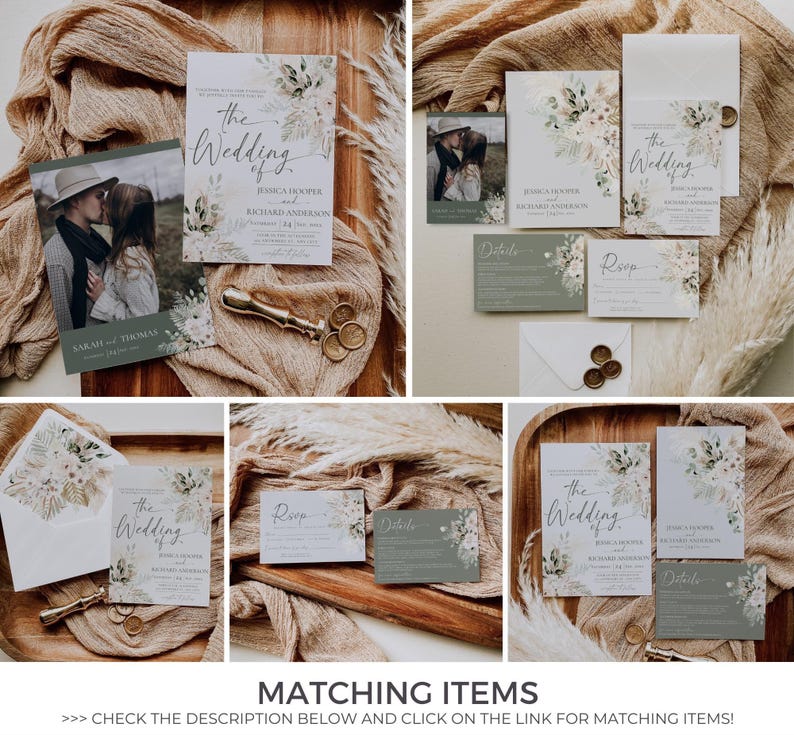Boho Greenery Wedding Seating Chart Template (Digital Download) D024 imagen 6