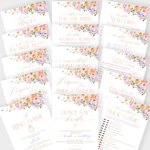 50 Bridal shower games bundle, Floral bridal shower bundle, Games Printable, Shower Games B048