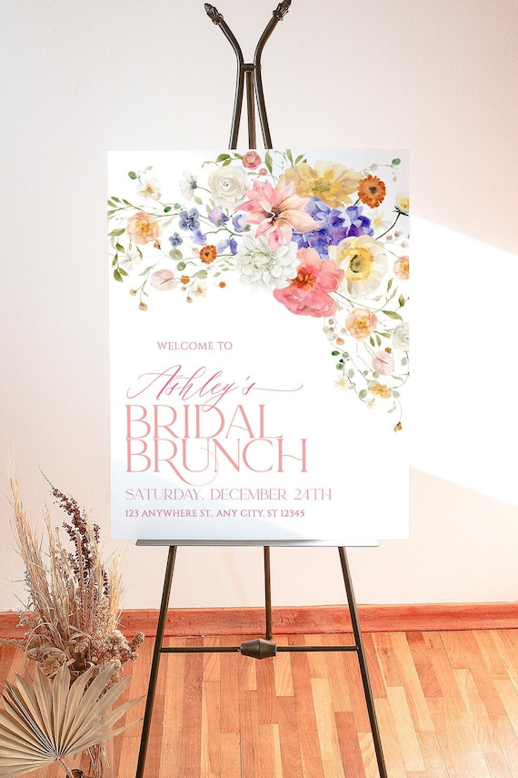 Floral Bridal Shower Brunch Welcome Sign Template (Digital Download)