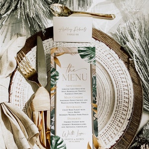 Materiały do druku Emerald Wedding Menu, Emerald Menu Place Card Template, Greenery Desert Wedding Dinner Menu Modern Minimalist Menu Card E016