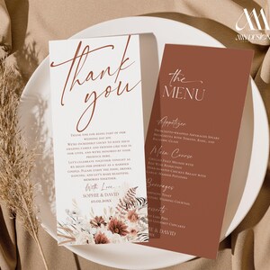 Terracotta Wedding Thank You Place Card: Boho Table Note