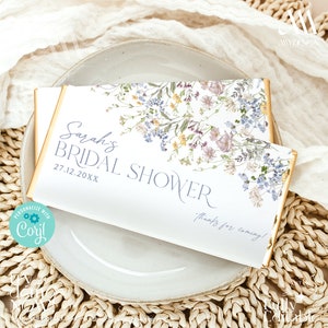 Wildflower Chocolate Bar Wrapper Template, Chocolate Candy Bar Wrappers, Party Favor Template, Floral Bridal Shower B031