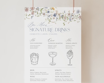 Wildflower Wedding Signature Drink Sign Template (Printable) D006