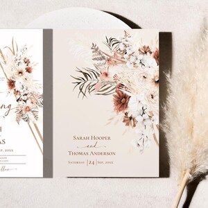 Boho Wedding Invitation Suite Template, Terracotta Wedding Invite QR Code, Elegant Fall Wedding Set Template, Bohemian Rust Terracotta E071