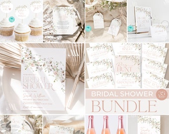 Wildflower Bridal Shower Bundle: Invite, Games, Sign (Corjl Template) B003