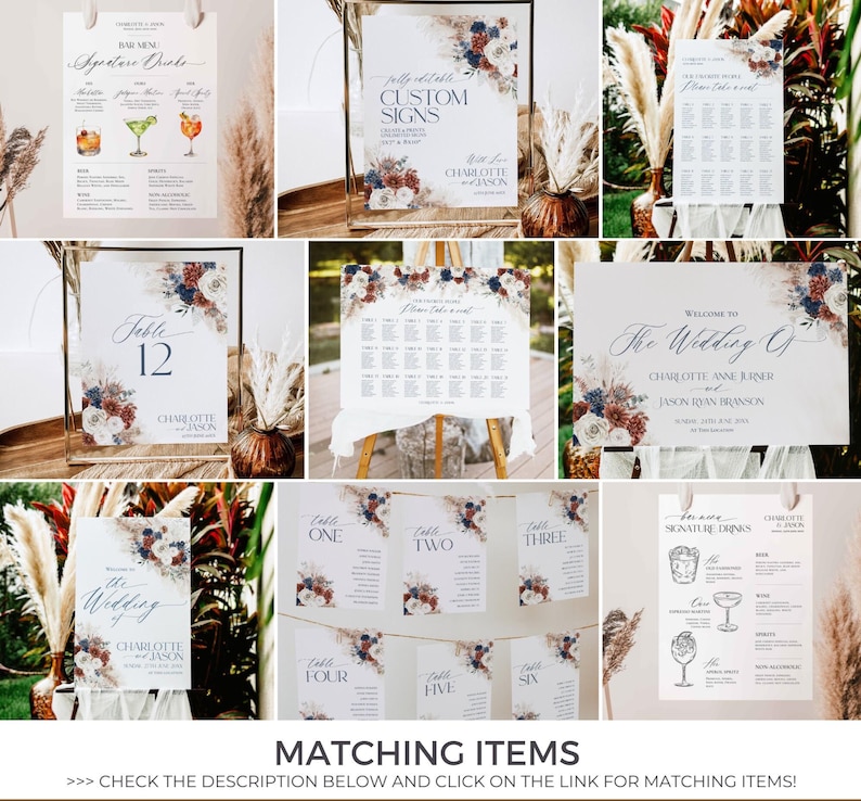 Greenery Wedding Welcome Sign: Boho Floral Template (Digital Download) D024