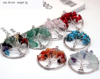 1 pc Colorful life tree eardrop chakra small pendant diy jewelry accessories