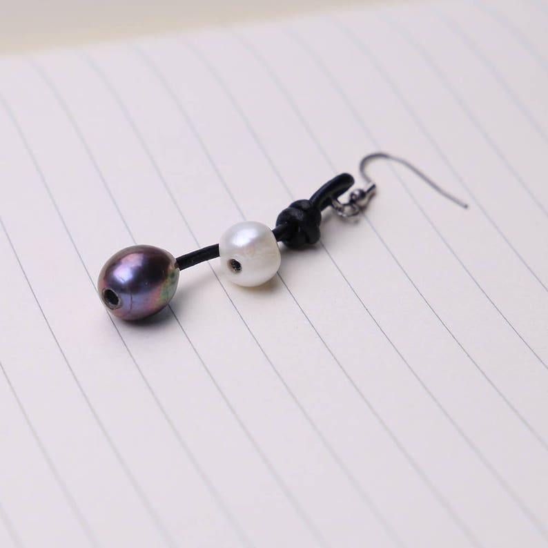Handmade Natural Freshwater Pearls Earring,Genuine Leather Jewelry,Big Tear drop Pearl Dangle Earrings Women Steel Earring