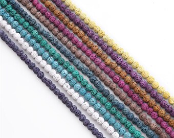 Natural stone beaded colored volcanic stone 8mm loose bead accessories DIY lava beads 6/8 / 10/12MM natural stone beads wholesale