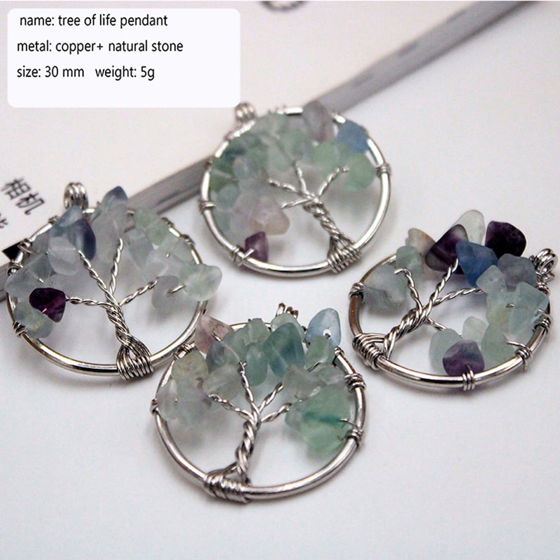1 pc Colorful life tree eardrop chakra small pendant diy jewelry accessories
