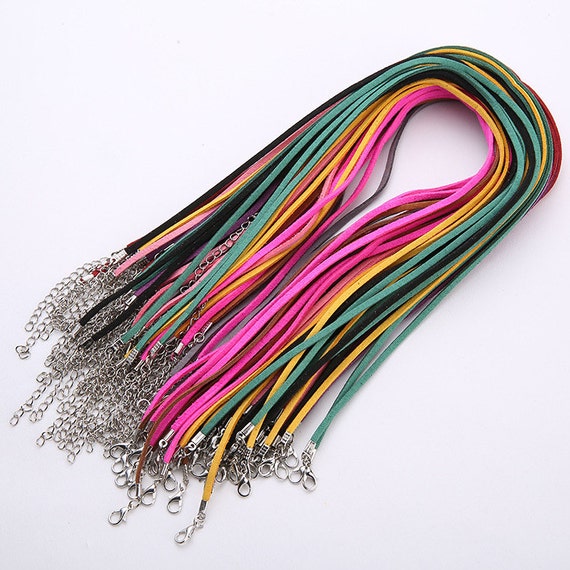 10 Pcs Colored Suede Cord Necklace 45cm Handmade Flat Cord