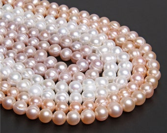 7-10mm Natural near round white purple gold champagne potato Freshwater Pearls loose Beads Jewelry Making Women Elegant jewelry Loose pearl