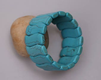 Statement Jewelry Turquoise bracelet, Turquoise jewelry Turquoise Bohemian bracelet Beaded bracelet bangle Howlite stone Jewelry Women