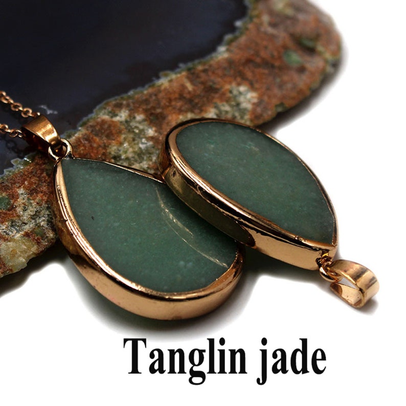 1pc Natural stone pendant\uff0cDrop-shaped pendant\uff0cNatural agate necklace\uff0cAventurine Necklace\uff0cLapis Lazuli Pendant\uff0cdiy accessories\uff0cGift for her