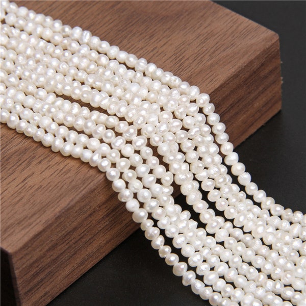 Wholesale 2-3mm White 100% Natural Freshwater Pearl Rice Shape loose Beads For Jewelry Making DIY Bracelet Necklace strand potato pearl