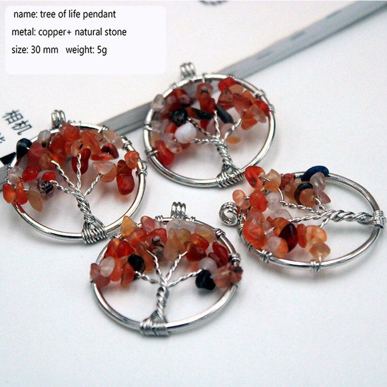 1 pc Colorful life tree eardrop chakra small pendant diy jewelry accessories