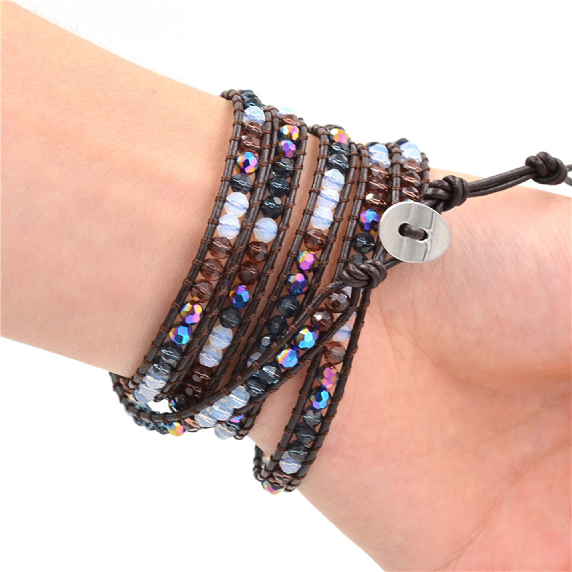 Handwoven Multicolor Crystal Bead Bracelet Wraparound Etsy