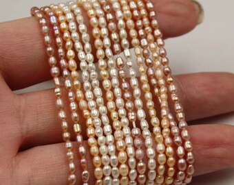 Natural freshwater pearls 2-3mm mini millet beads DIY jewelry handmade beaded semi-finished products Tiny Pearls For Jewelry Making Purple