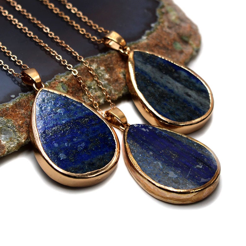 1pc Natural stone pendant\uff0cDrop-shaped pendant\uff0cNatural agate necklace\uff0cAventurine Necklace\uff0cLapis Lazuli Pendant\uff0cdiy accessories\uff0cGift for her
