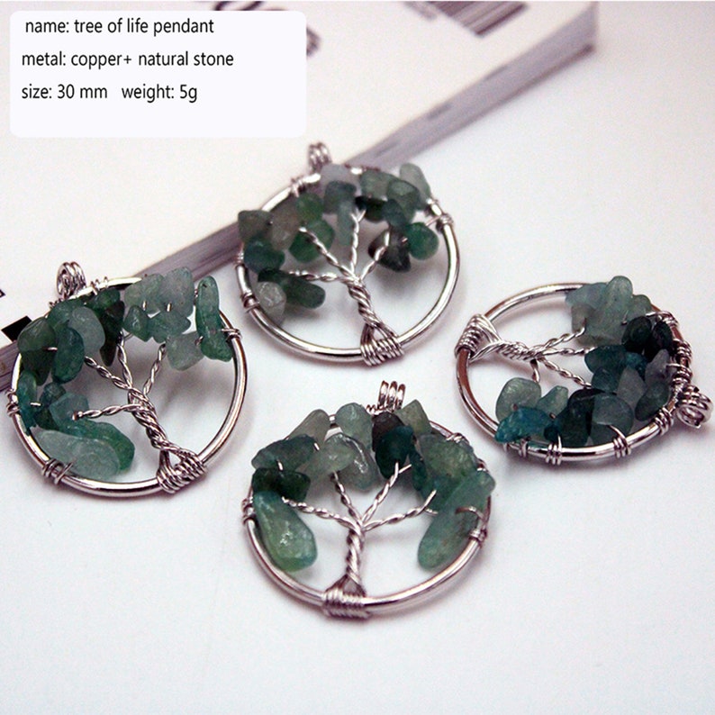 1 pc Colorful life tree eardrop chakra small pendant diy jewelry accessories