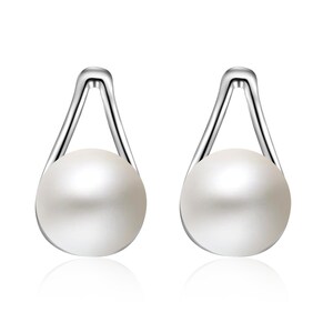 Valentine&#39;s Day 925 Sterling Silver Pearl Earrings,Freshwater Pearls Stud Earrings,White Cultured Pearls Jewelry, Women Jewelry,dropshipping