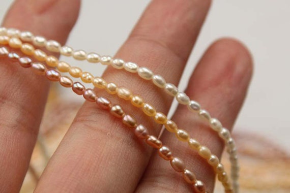 100% Natural Freshwater Pearl Millet Shape Beads 2-3mm