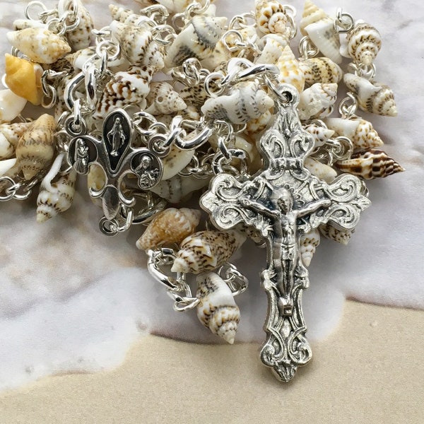 Seashell rosary, womens rosary, rosary beads, beach rosary, seashell rosary beads, womens rosary, shell rosary, womens catholic gift, rosary