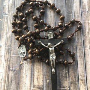Six decade rosary, Carmelite rosary, Brigittine rosary, dark brown cord rosary, rosary for Carmelite nuns, rosary for habit, nun rosary