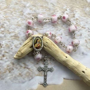 Saint Theresa rosary, pink mini rosary, pocket rosary, saint Theresa pocket rosary, Mothersa day gift, her chatholic gift, comfirmatiom gift