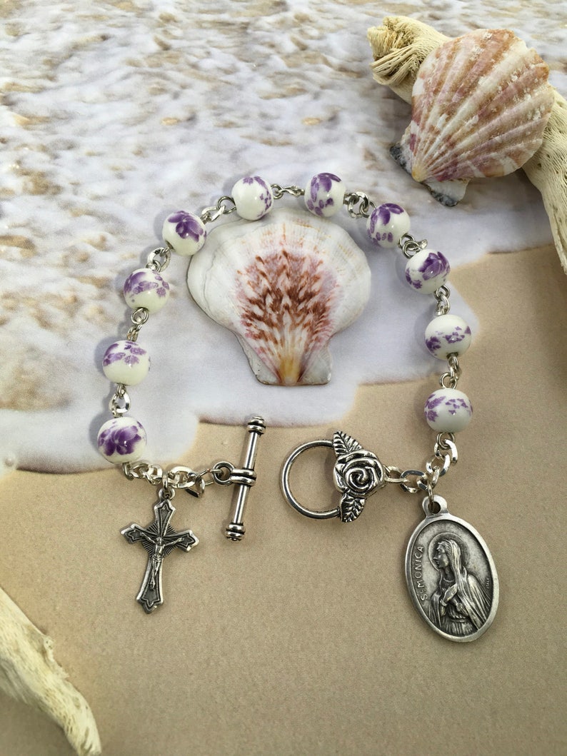 Saint Monica rosary bracelet Saint Monica gift mini rosary Etsy