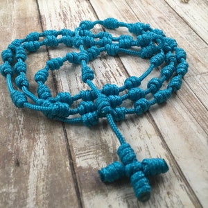 Blue Paracord rosary, cord rosary, Paracord rosary, soft rosary, pocket rosary, rosary gift, catholic gift, mothers catholic gift