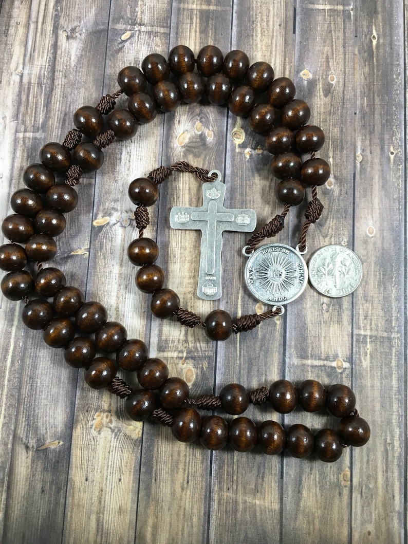 Wooden Cord Catholic Rosary Simple Brown Rosary Wood Beads Etsy