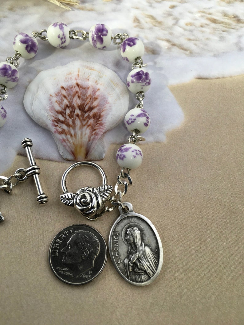 Saint Monica rosary bracelet Saint Monica gift mini rosary Etsy