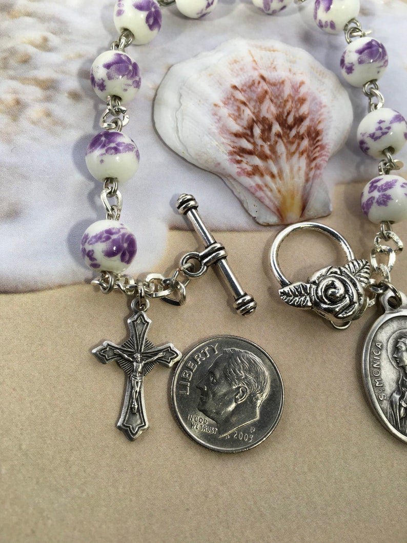 Saint Monica rosary bracelet Saint Monica gift mini rosary Etsy