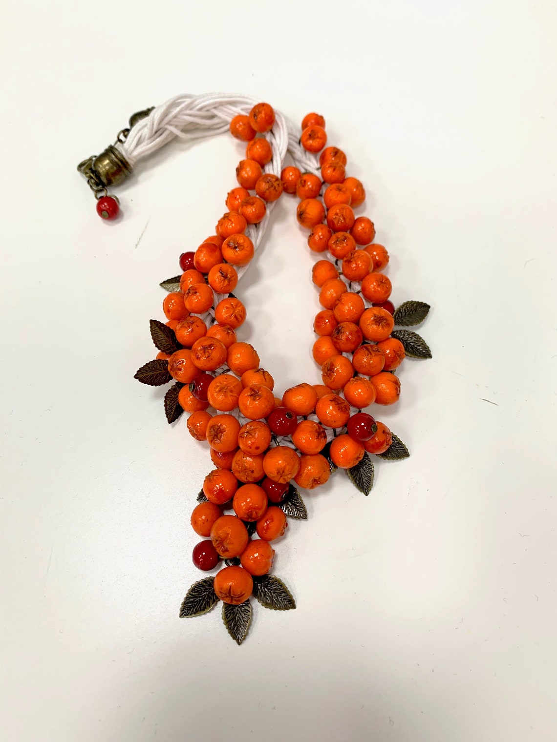 Orange necklace necklace of rowan berries from polymer clay Etsy