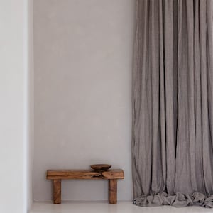 Taupe linen curtains, Stonewashed gray beige melnge linen curtain drop, Medium weight linen curtain panel, Mousy beige curtains