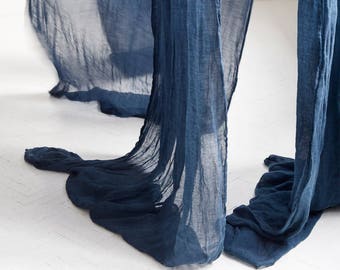 Navy blue linen curtain, Custom linen drape, Rod pocket curtains, Canopy bed curtains, Window curtain drapery, White, Pastel green, Dusk