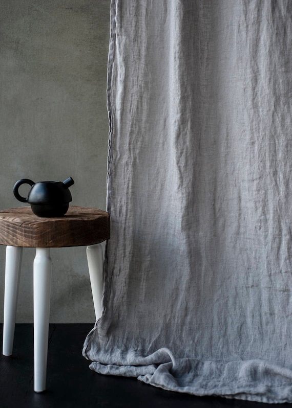 Pure Linen Curtains 59x118 European Textured Linen Etsy