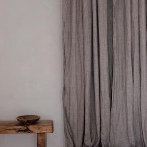 Taupe linen curtains, Stonewashed gray beige melnge linen curtain drop, Medium weight linen curtain panel, Mousy beige curtains image 1
