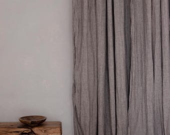 Taupe Leinen Vorhänge, Stonewashed grau beige melierter Leinenvorhang Tropfen, Mittelschwere Leinengardine, Mousy beige Vorhänge