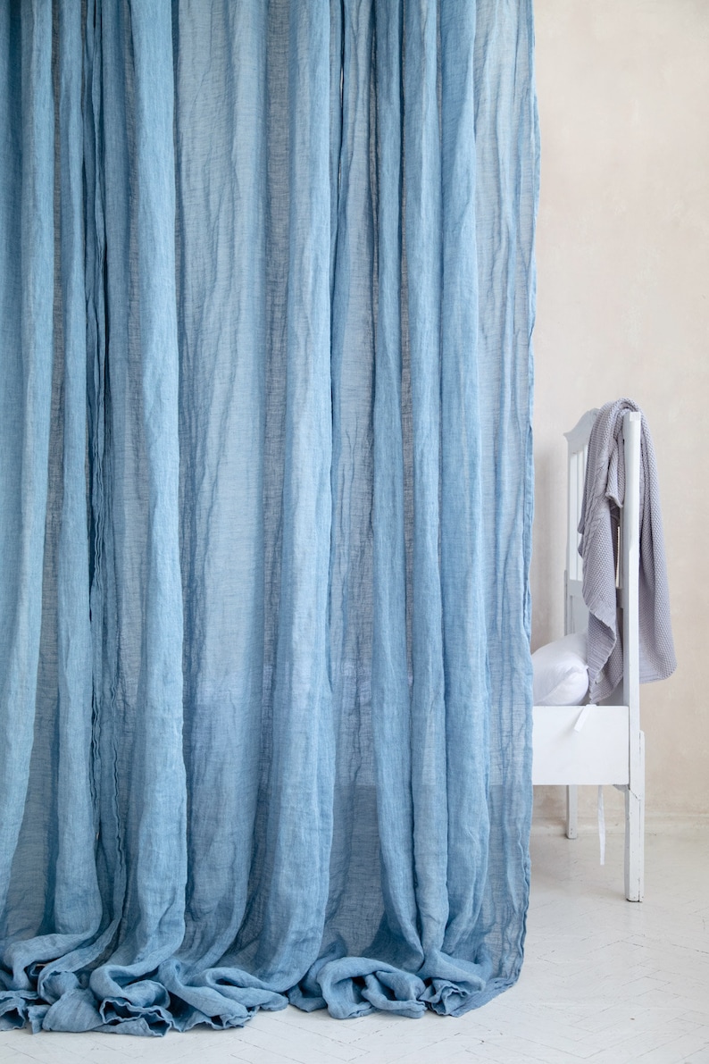 Muslin Linen Curtains Made of Pure Natural Flax Fabric From Etsy UK