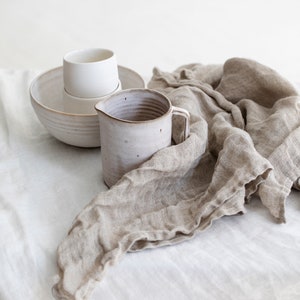 Muslin linen napkin set pearl gray. Delicate transparent linen napkins various colors Natural (flax)